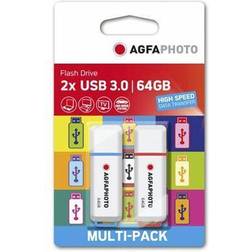 AGFAPHOTO Pen drive Color Mix 2 pcs 64 GB. [Levering: 4-5 dage]
